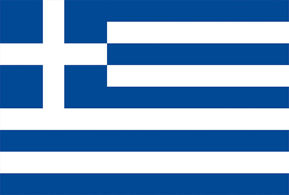 Ελληνική σημαία με εννέα γαλανόλευκες λωρίδες και σταυρό