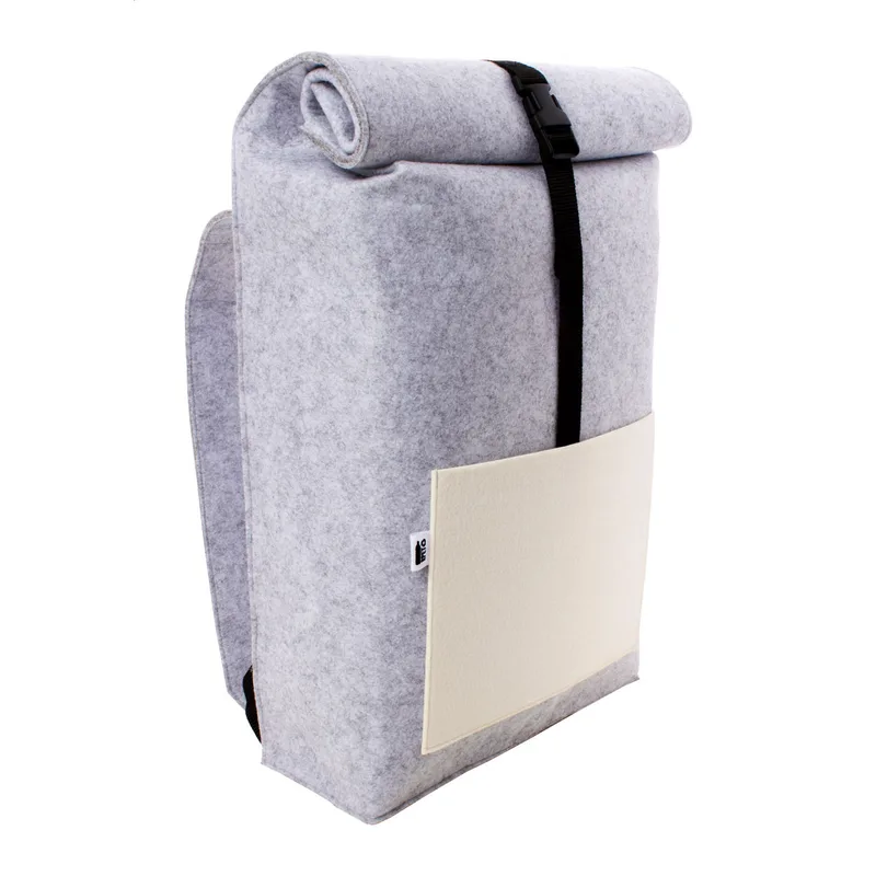 Σακίδιο Πλάτης RPET Felt Rolltop — Μπροστινή Τσέπη με Πολύχρωμη Φωτογραφική Εκτύπωση Λογοτύπου | PERFECT advertising