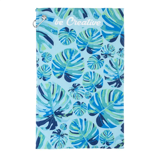 Τυπωμένη Πετσέτα Γκολφ Sublimation Διπλής Όψης με Μεταλλική Κρεμάστρα. Εταιρικά Διαφημιστικά Δώρα | PERFECT advertising