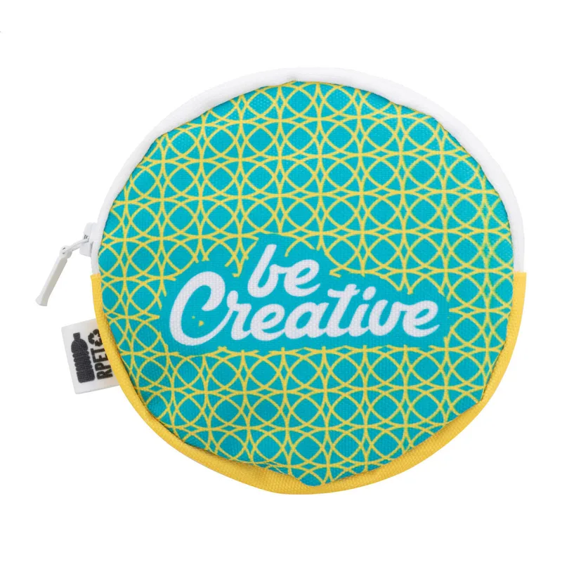 Εκτύπωση Λογοτύπου σε Πορτοφόλι RPET Στρογγυλό με Φερμουάρ. Διαφημιστικά Δώρα με Sublimation | PERFECT advertising