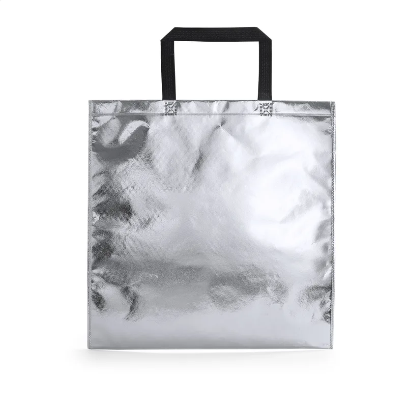 Non-Woven Τσάντα Αγορών Μεταλλική με Μεσαίες Λαβές σε χρώμα Ασημί. Εταιρικά Διαφημιστικά Δώρα | PERFECT advertising