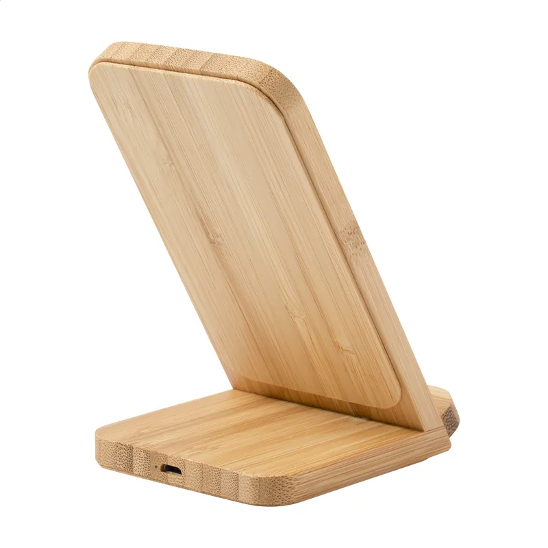 Ασύρματος Φορτιστής Bamboo 10W με Εκτύπωση Λογοτύπου. Πλαϊνή Άποψη — Προϊόντα Προβολής | PERFECT advertising
