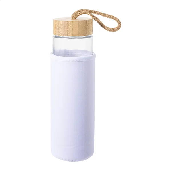 Γυάλινο Μπουκάλι με Λογότυπο, 530ml, Καπάκι Μπαμπού και Κάλυμμα Νεοπρενίου. Εταιρικά Διαφημιστικά Δώρα | PERFECT advertising