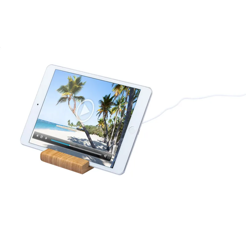 Βάση Κινητού Bamboo — Πλάγια Όψη με Είσοδο Micro USB. Διαφημιστικές Εκτυπώσεις σε Αξεσουάρ Γραφείου | PERFECT advertising
