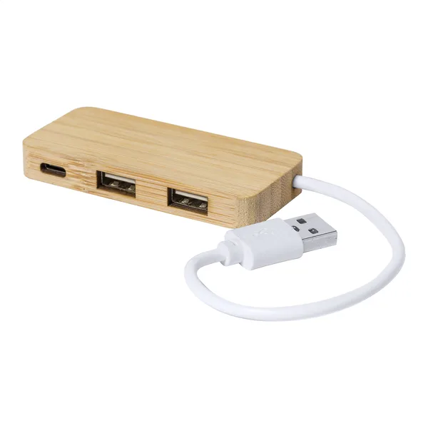 Εκτύπωση σε Διανομέα USB Bamboo με 2 Θύρες USB και 1 Θύρα USB-C. Εταιρικά Διαφημιστικά Δώρα | PERFECT advertising