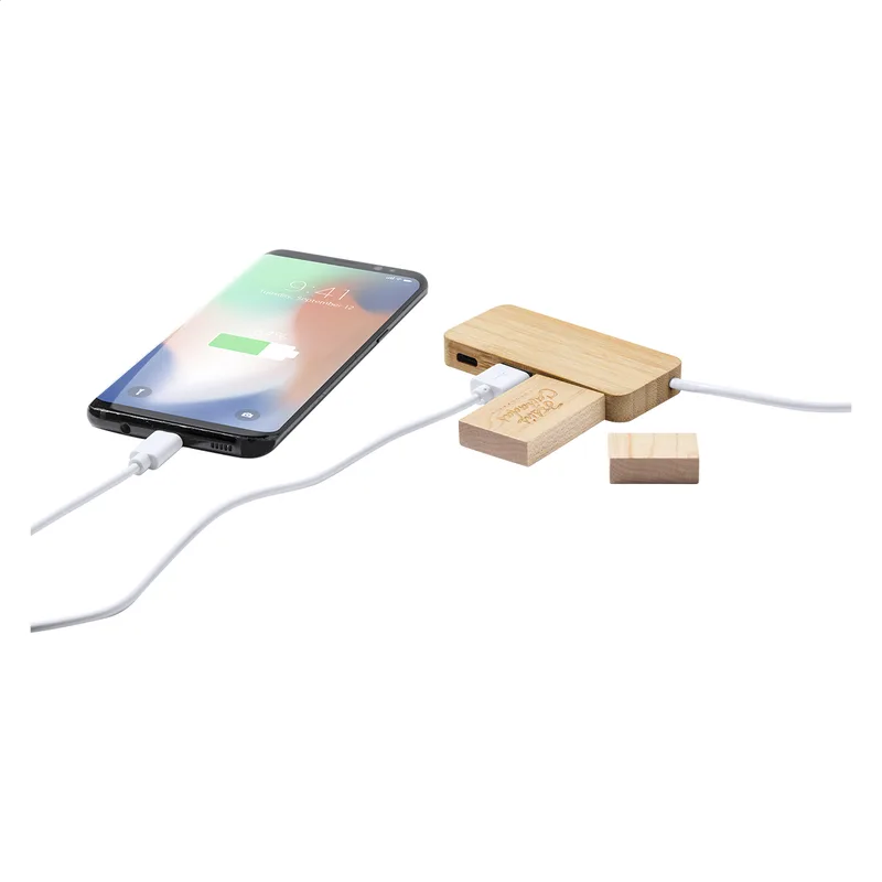 Εκτύπωση Λογοτύπου σε Bamboo Διανομέα USB. Λεπτομέρεια Θύρας USB-C — Διαφημιστικά Δώρα Τεχνολογίας | PERFECT advertising
