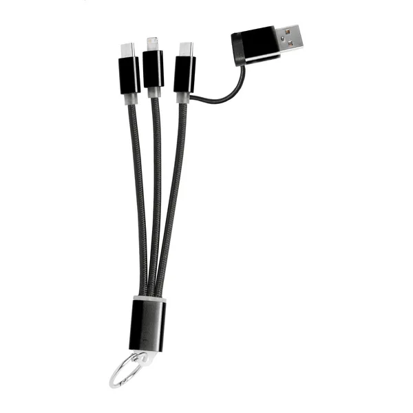 Καλώδιο Φορτιστή USB με διαφήμιση — Αλουμίνιο με Μπρελόκ και Τρεις Υποδοχές. Εταιρικά Διαφημιστικά Δώρα | PERFECT advertising