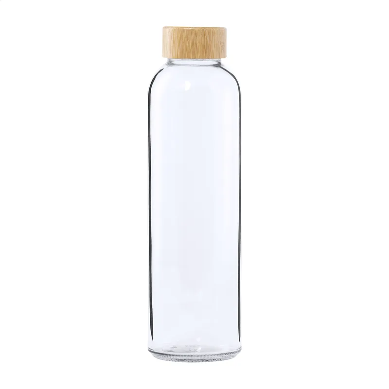 Γυάλινο Μπουκάλι με Διαφήμιση 500ml — Καπάκι Μπαμπού. Εταιρικά Διαφημιστικά Δώρα με Εκτύπωση Λογοτύπου | PERFECT advertising