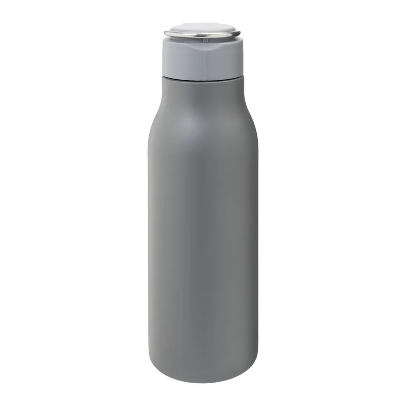 Μπουκάλι Ανοξείδωτου Χάλυβα 600ml με Καπάκι Μεταφοράς Rissip σε χρώμα Γκρι Τέφρας. Εταιρικά Διαφημιστικά Δώρα | PERFECT advertising