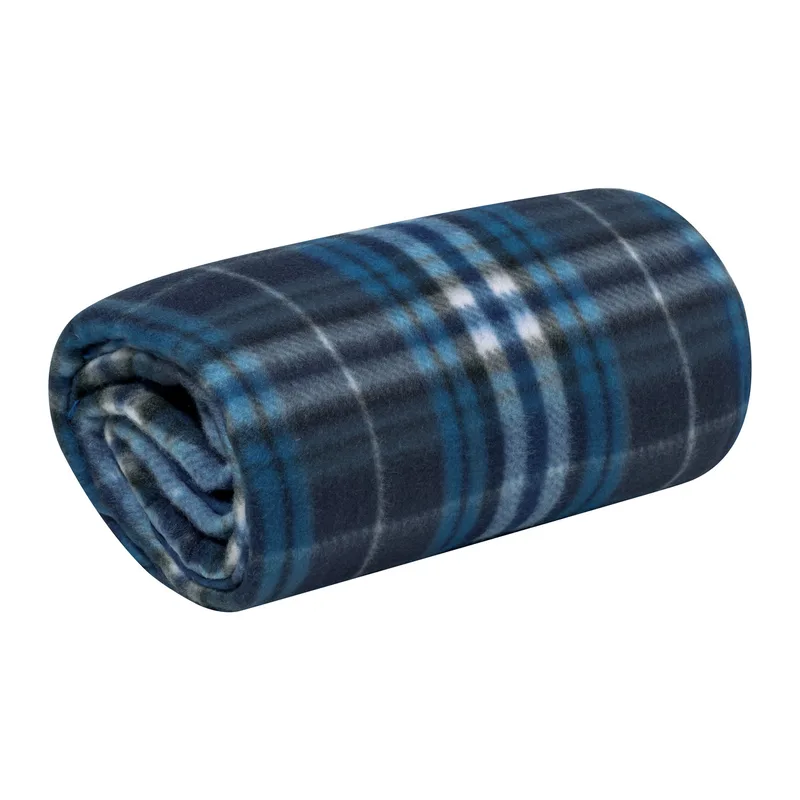 Κουβέρτα Fleece RPET με Καρό Μοτίβο και Θήκη σε χρώμα Μπλε. Εταιρικά Διαφημιστικά Δώρα | PERFECT advertising