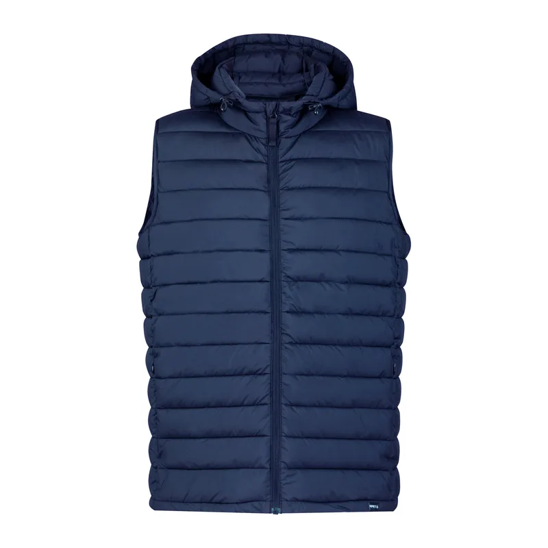 Γιλέκο Body Warmer RPET με Κουκούλα σε χρώμα Σκούρο Μπλε. Εταιρικά Διαφημιστικά Δώρα | PERFECT advertising