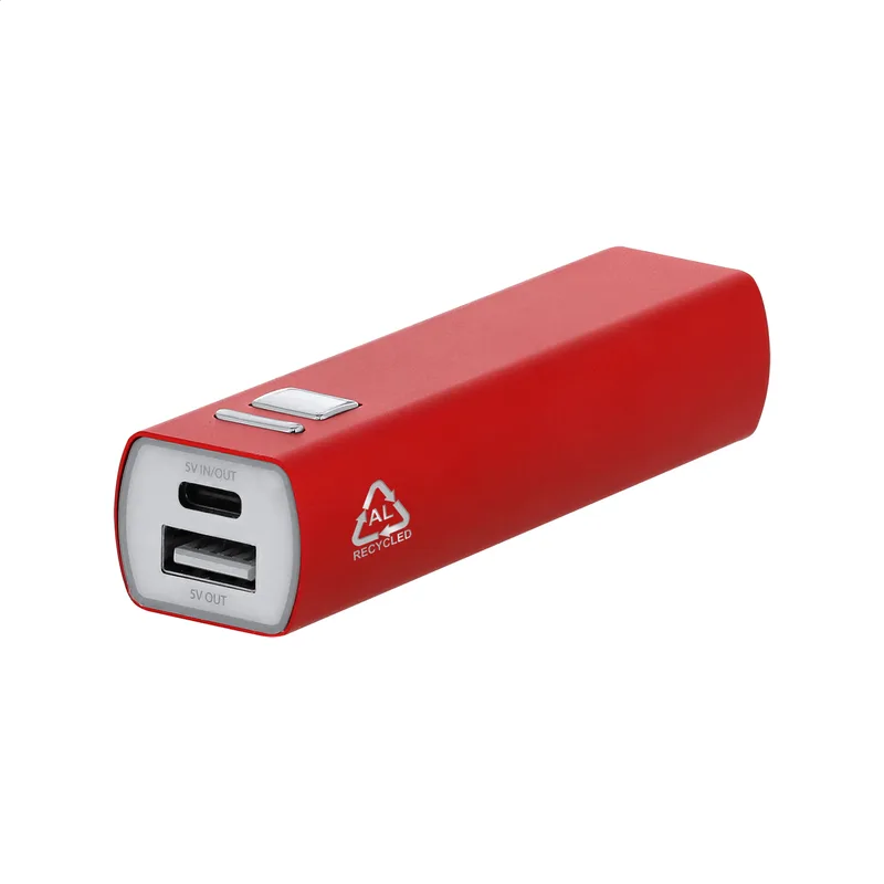 Power Bank από Ανακυκλωμένο Αλουμίνιο 2600 mAh RaluBase σε χρώμα Κόκκινο. Εταιρικά Διαφημιστικά Δώρα | PERFECT advertising