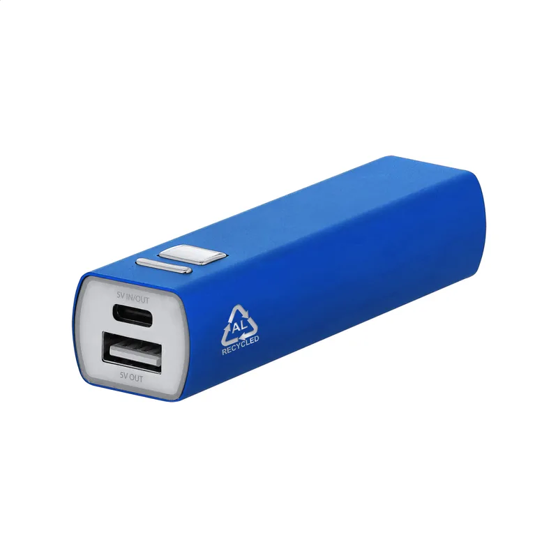 Power Bank από Ανακυκλωμένο Αλουμίνιο 2600 mAh RaluBase σε χρώμα Μπλε. Εταιρικά Διαφημιστικά Δώρα | PERFECT advertising