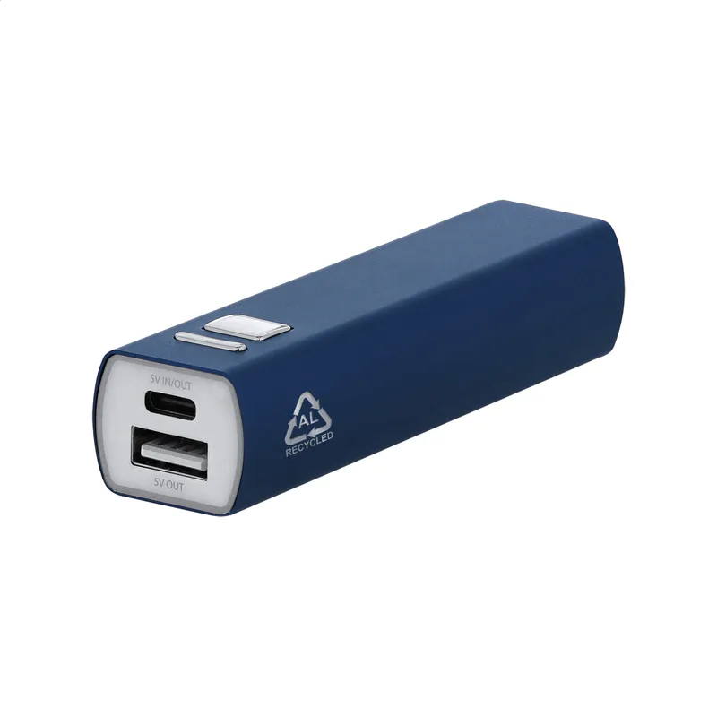 Power Bank από Ανακυκλωμένο Αλουμίνιο 2600 mAh RaluBase σε χρώμα Σκούρο Μπλε. Εταιρικά Διαφημιστικά Δώρα | PERFECT advertising