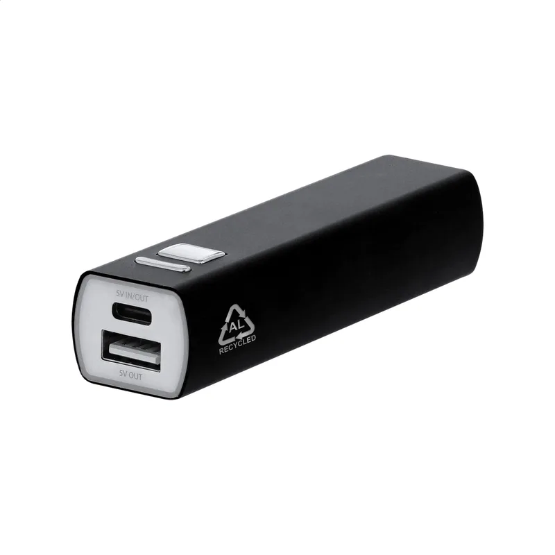 Power Bank από Ανακυκλωμένο Αλουμίνιο 2600 mAh RaluBase σε χρώμα Μαύρο. Εταιρικά Διαφημιστικά Δώρα | PERFECT advertising