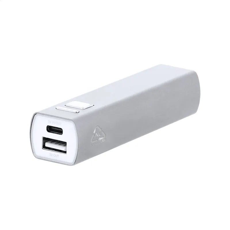 Power Bank από Ανακυκλωμένο Αλουμίνιο 2600 mAh RaluBase σε χρώμα Ασημί. Εταιρικά Διαφημιστικά Δώρα | PERFECT advertising