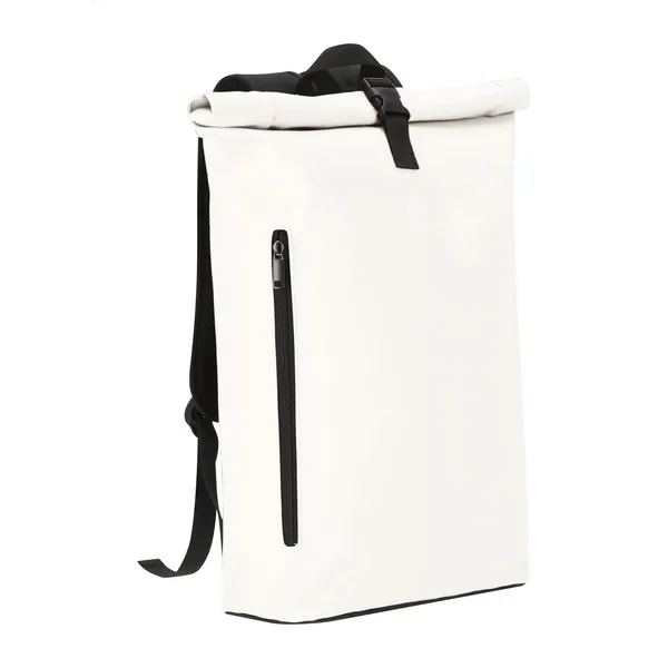 Διαφημιστικό Σακίδιο Πλάτης PU Δέρμα Rolltop με Αγκράφα. Εκτύπωση Λογοτύπου — Εταιρικά Διαφημιστικά Δώρα | PERFECT advertising