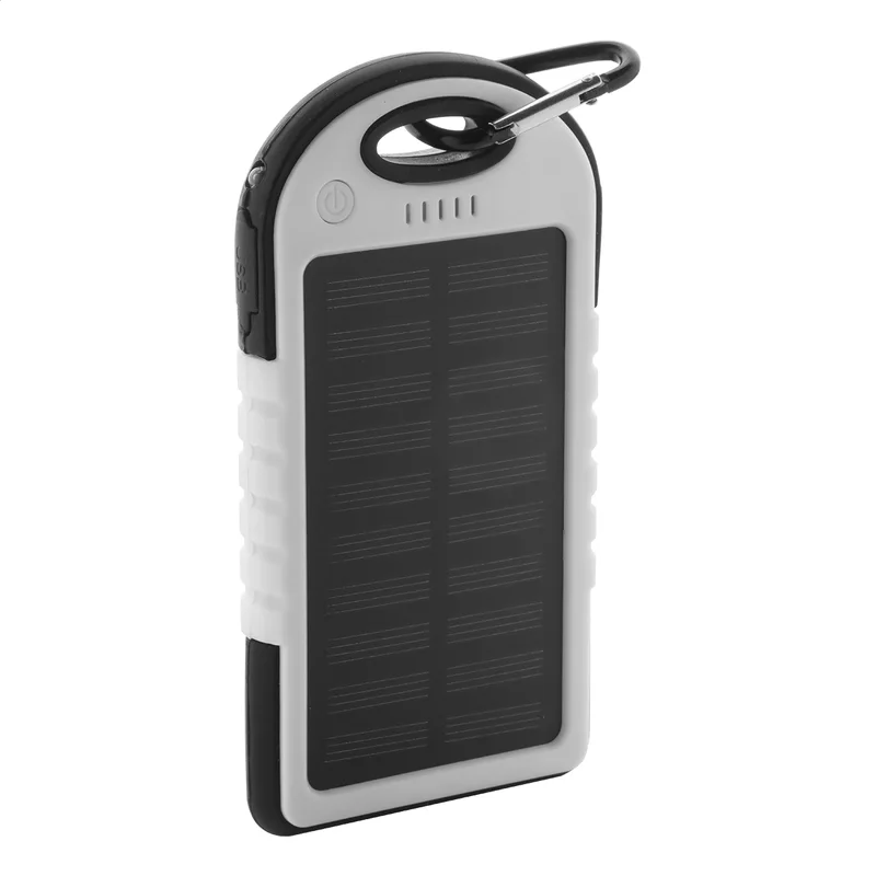 Power Bank Ηλιακός με Φακό LED Durabank σε χρώμα Λευκό. Εταιρικά Διαφημιστικά Δώρα | PERFECT advertising