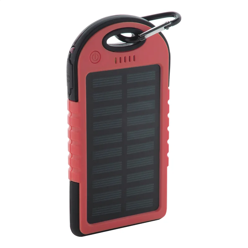 Power Bank Ηλιακός με Φακό LED Durabank σε χρώμα Κόκκινο. Εταιρικά Διαφημιστικά Δώρα | PERFECT advertising
