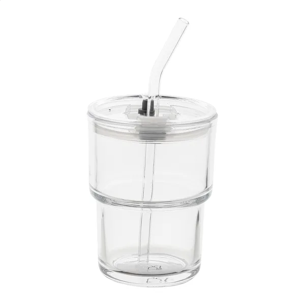 Λογότυπο σε Γυάλινο Κύπελλο Ταξιδιού 400ml με Γυάλινο Καλαμάκι. Εταιρικά Διαφημιστικά Δώρα | PERFECT advertising