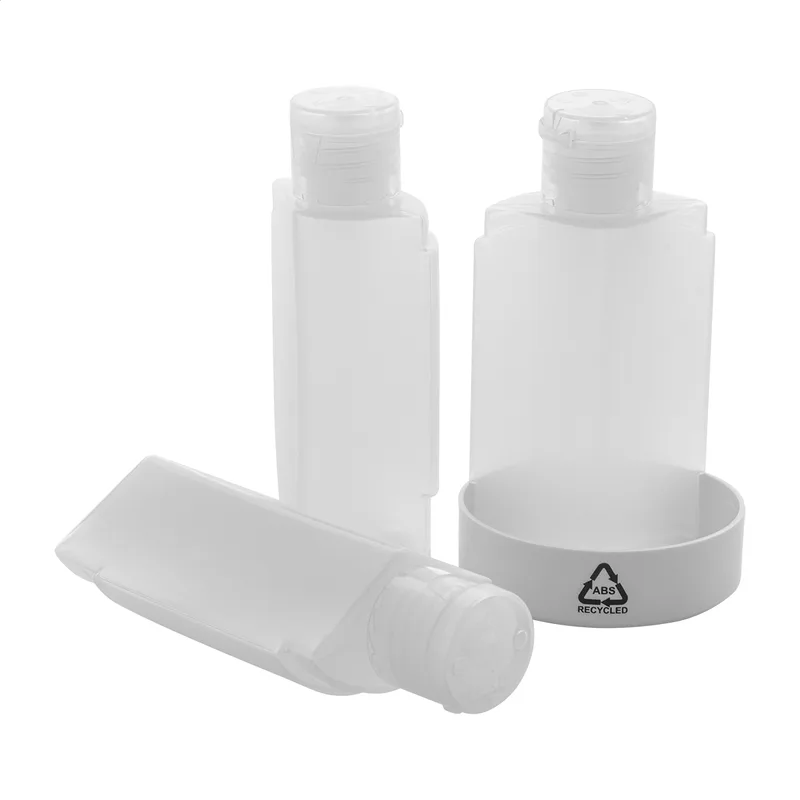 Λεπτομέρεια Δοχείων PET 40 ml του Σετ RABS. Εκτύπωση Λογοτύπου σε Αξεσουάρ Ταξιδιού | PERFECT advertising