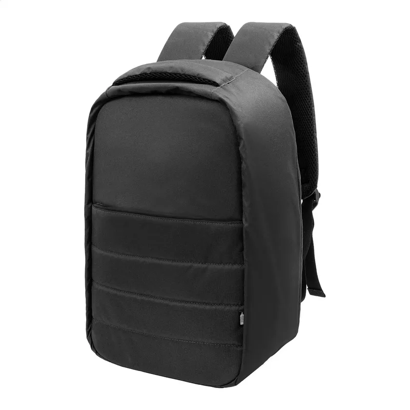 Αντικλεπτικό Σακίδιο Πλάτης RPET με Θήκη Laptop Leland σε χρώμα Μαύρο. Εταιρικά Διαφημιστικά Δώρα | PERFECT advertising