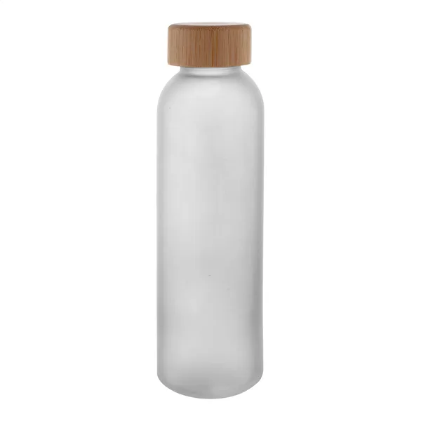 Γυάλινο Μπουκάλι με Τύπωμα 500ml — Παγωμένο Γυαλί με Καπάκι Μπαμπού | PERFECT advertising
