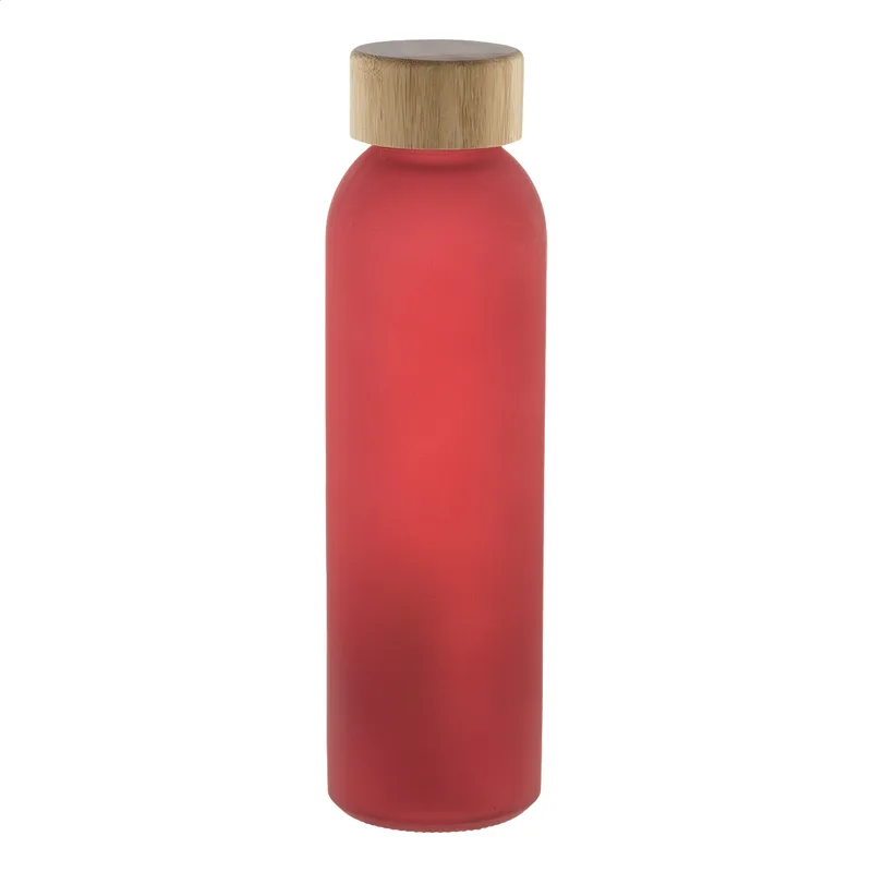 Γυάλινο Μπουκάλι 500ml με Καπάκι Μπαμπού Cloody σε χρώμα Κόκκινο. Εταιρικά Διαφημιστικά Δώρα | PERFECT advertising