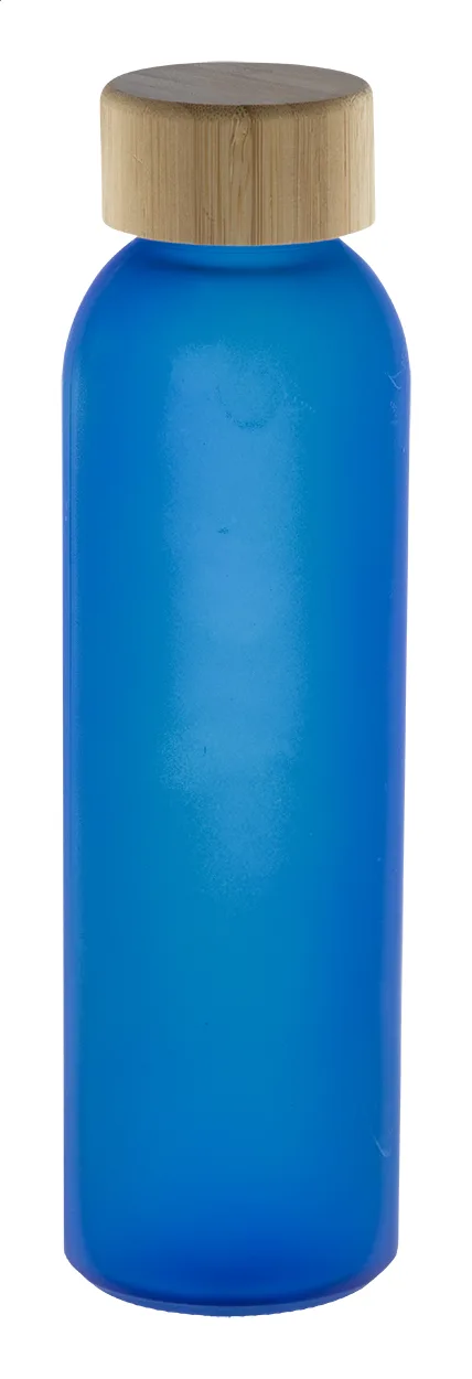 Γυάλινο Μπουκάλι 500ml με Καπάκι Μπαμπού Cloody σε χρώμα Μπλε. Εταιρικά Διαφημιστικά Δώρα | PERFECT advertising