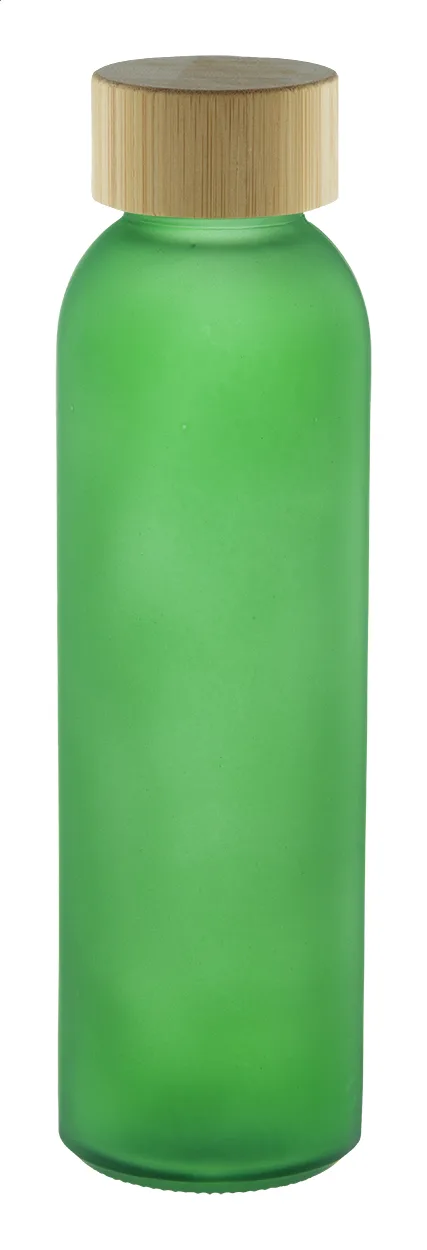 Γυάλινο Μπουκάλι 500ml με Καπάκι Μπαμπού Cloody σε χρώμα Πράσινο. Εταιρικά Διαφημιστικά Δώρα | PERFECT advertising