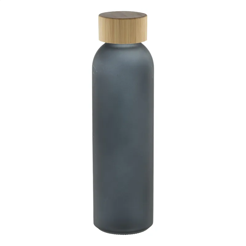 Γυάλινο Μπουκάλι 500ml με Καπάκι Μπαμπού Cloody σε χρώμα Μαύρο. Εταιρικά Διαφημιστικά Δώρα | PERFECT advertising