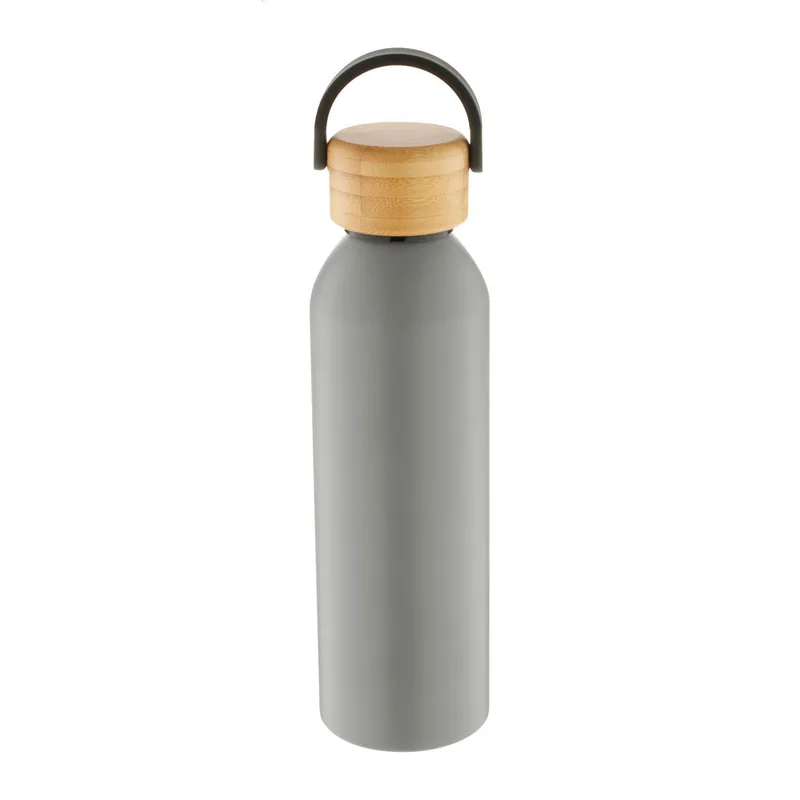 Μπουκάλι Αλουμινίου με Καπάκι Μπαμπού 600ml Zoboo σε χρώμα Σκούρο Γκρι. Εταιρικά Διαφημιστικά Δώρα | PERFECT advertising