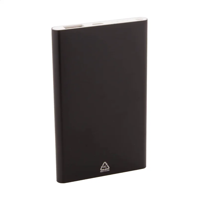 Power Bank από Ανακυκλωμένο Αλουμίνιο 4000 mAh σε χρώμα Μαύρο. Εταιρικά Διαφημιστικά Δώρα | PERFECT advertising