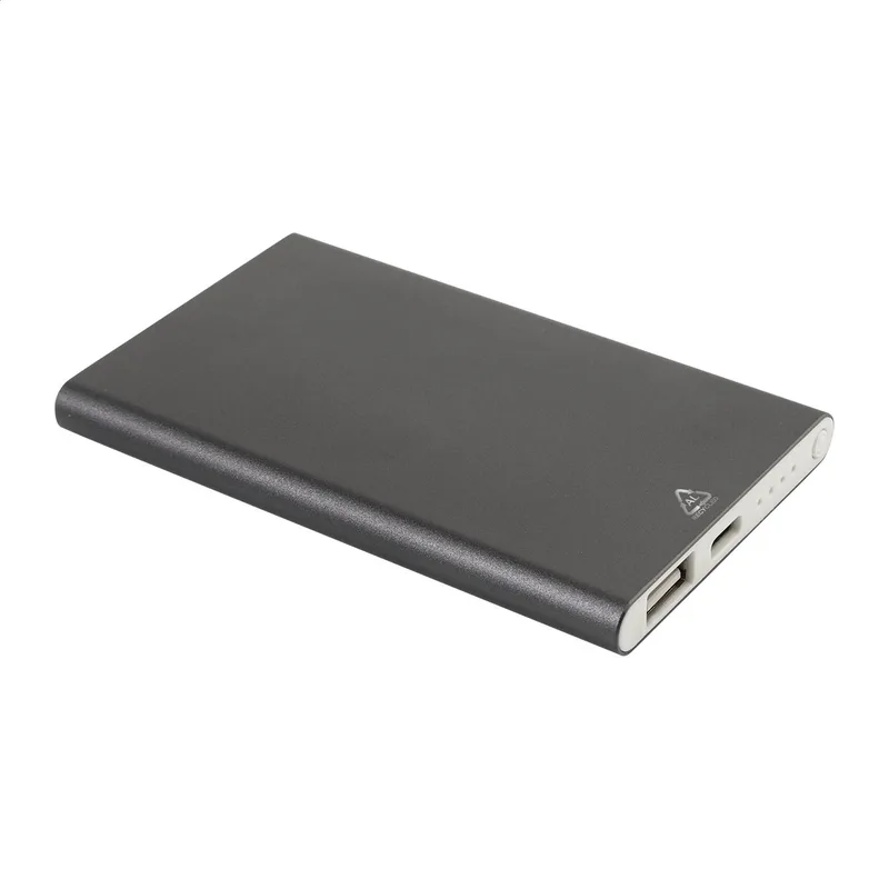 Power Bank από Ανακυκλωμένο Αλουμίνιο 4000 mAh σε χρώμα Σκούρο Γκρι. Εταιρικά Διαφημιστικά Δώρα | PERFECT advertising
