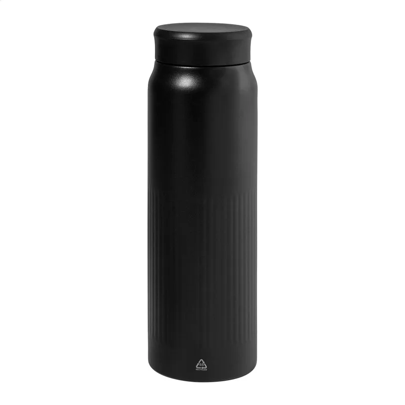 Μπουκάλι Θερμός από Ανακυκλωμένο Ατσάλι 600ml σε χρώμα Μαύρο. Εταιρικά Διαφημιστικά Δώρα | PERFECT advertising