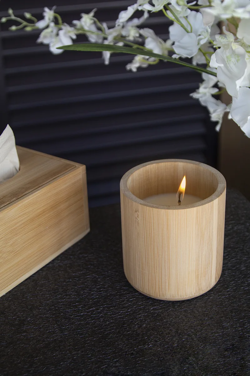 Κερί Bamboo Φυτικό Βανίλια σε Θήκη Μπαμπού. Εκτύπωση Λογοτύπου σε Προωθητικά Δώρα | PERFECT advertising