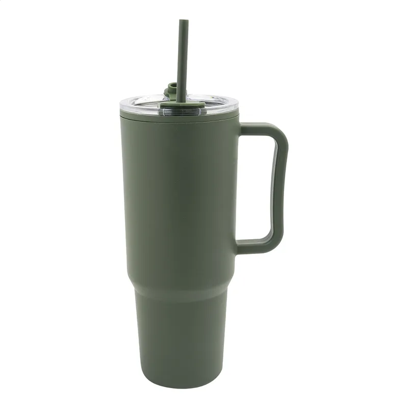Ποτήρι Θερμός με Καλαμάκι 1100 ml σε χρώμα Πράσινο. Εταιρικά Διαφημιστικά Δώρα | PERFECT advertising
