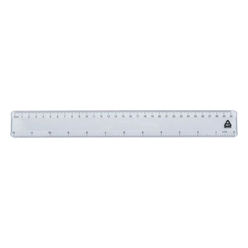 Χάρακας RPS Ανακυκλωμένο Πλαστικό 30 cm σε χρώμα Διαφανές Λευκό. Εταιρικά Διαφημιστικά Δώρα | PERFECT advertising