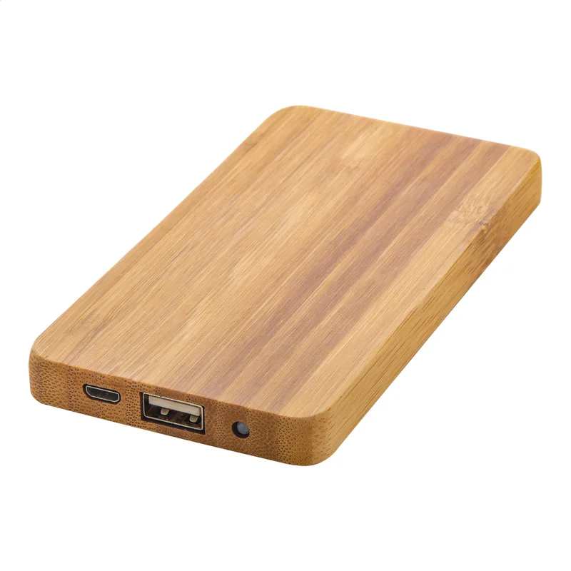 Power Bank Bamboo USB 4000 mAh. Πλαϊνή Όψη με Θύρα Micro USB — Προωθητικά Είδη | PERFECT advertising