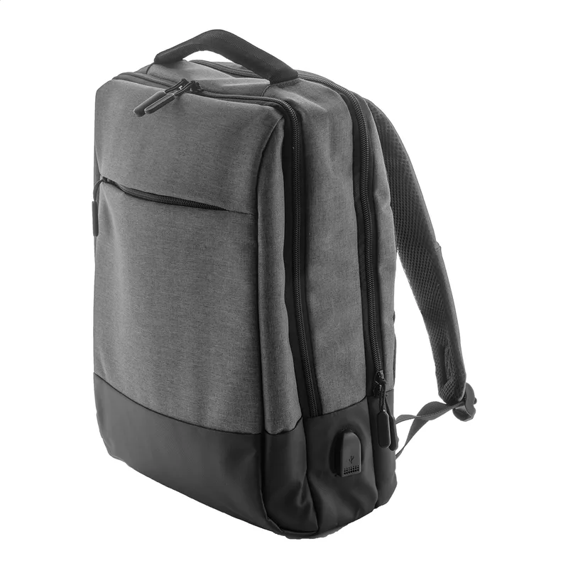 Σακίδιο Πλάτης με Θήκη Laptop 17" και Σύνδεση USB σε χρώμα Σκούρο Γκρι. Εταιρικά Διαφημιστικά Δώρα | PERFECT advertising