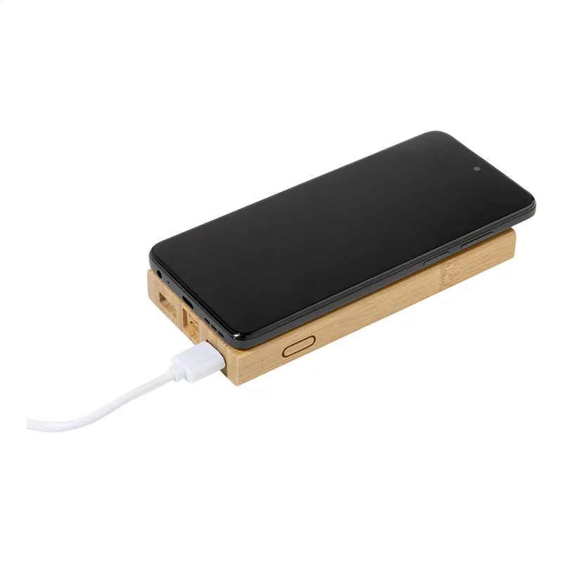 Power Bank Bamboo με Καλώδιο USB. Εκτύπωση Λογοτύπου σε Εταιρικά Δώρα | PERFECT advertising