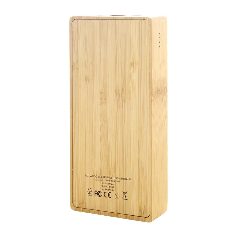 Power Bank Bamboo Πλαϊνή Όψη με Θύρες USB-C και Micro USB. Προϊόντα Προβολής για Επιχειρήσεις | PERFECT advertising