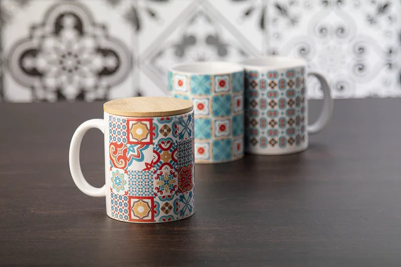 Κούπα Sublimation με Καπάκι Μπαμπού με ψηφιακή εκτύπωση πλήρους χρώματος