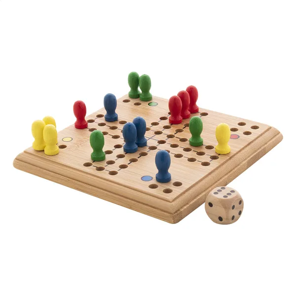 Λογότυπο σε Επιτραπέζιο Ludo από Μπαμπού με Βαμβακερή Θήκη Κορδόνι. Εταιρικά Διαφημιστικά Δώρα | PERFECT advertising