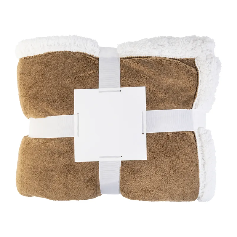 Κουβέρτα Fleece Coral με Sherpa Επένδυση σε χρώμα Μεσαίο Καφέ. Εταιρικά Διαφημιστικά Δώρα | PERFECT advertising