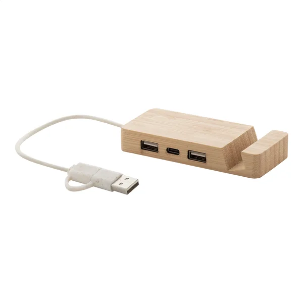 Εκτύπωση σε Hub USB Μπαμπού με Βάση Κινητού — Εταιρικά Διαφημιστικά Δώρα | PERFECT advertising