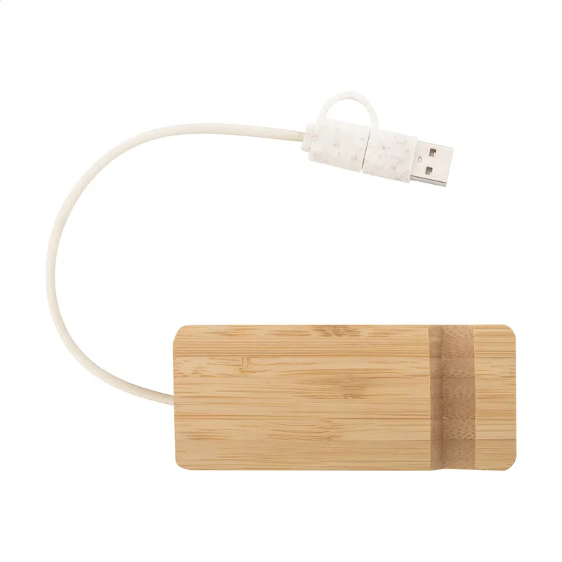 Hub USB Μπαμπού με 2 Θύρες USB και 1 USB-C. Εκτύπωση Λογοτύπου σε Αξεσουάρ Γραφείου | PERFECT advertising