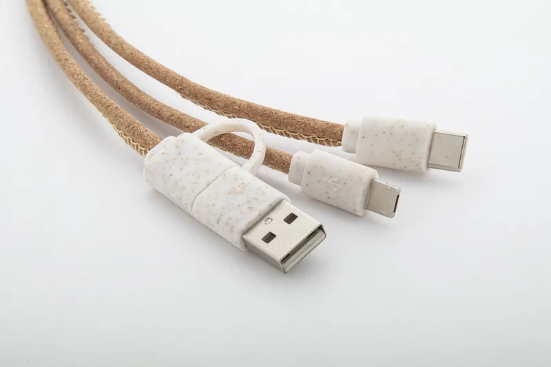 Καλώδιο Φορτιστή USB Οικολογικό — Είσοδοι USB και USB-C. Εκτύπωση Λογοτύπου σε Εταιρικά Δώρα | PERFECT advertising