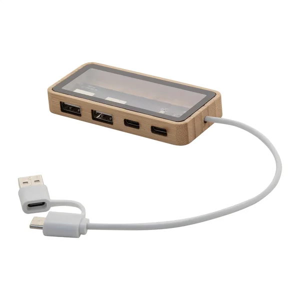 Hub USB με Λογότυπο από Μπαμπού — Ημιδιαφανής Κατασκευή με Ορατά Εξαρτήματα | PERFECT advertising