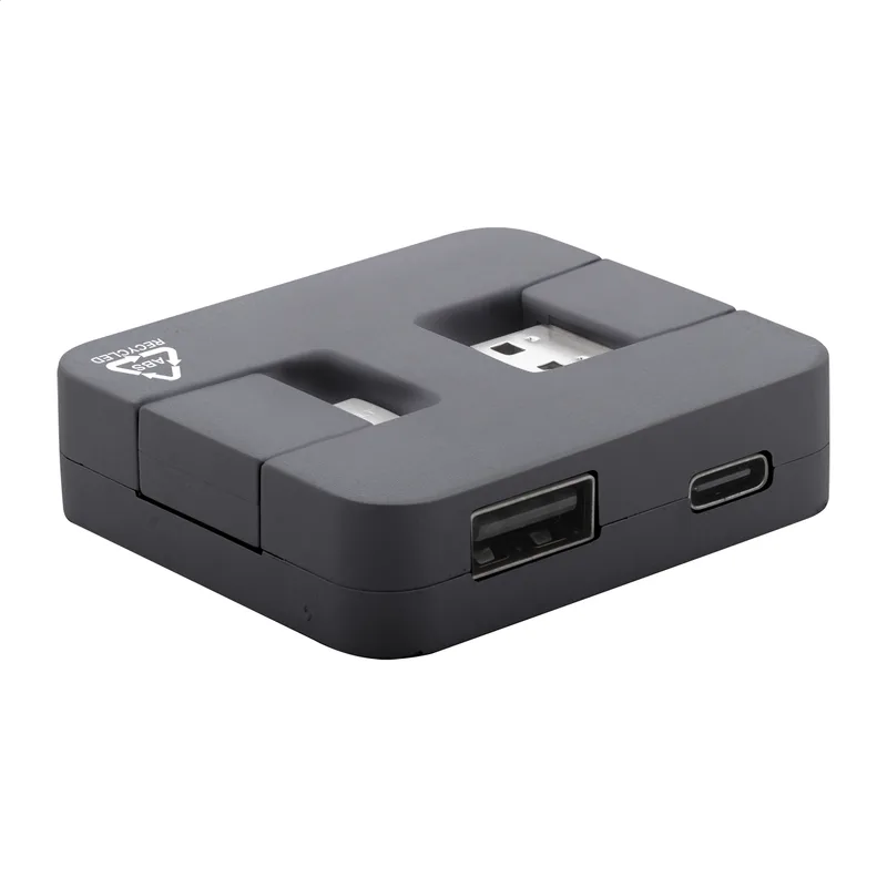 Hub USB RABS από Ανακυκλωμένο Πλαστικό σε χρώμα Μαύρο. Εταιρικά Διαφημιστικά Δώρα | PERFECT advertising